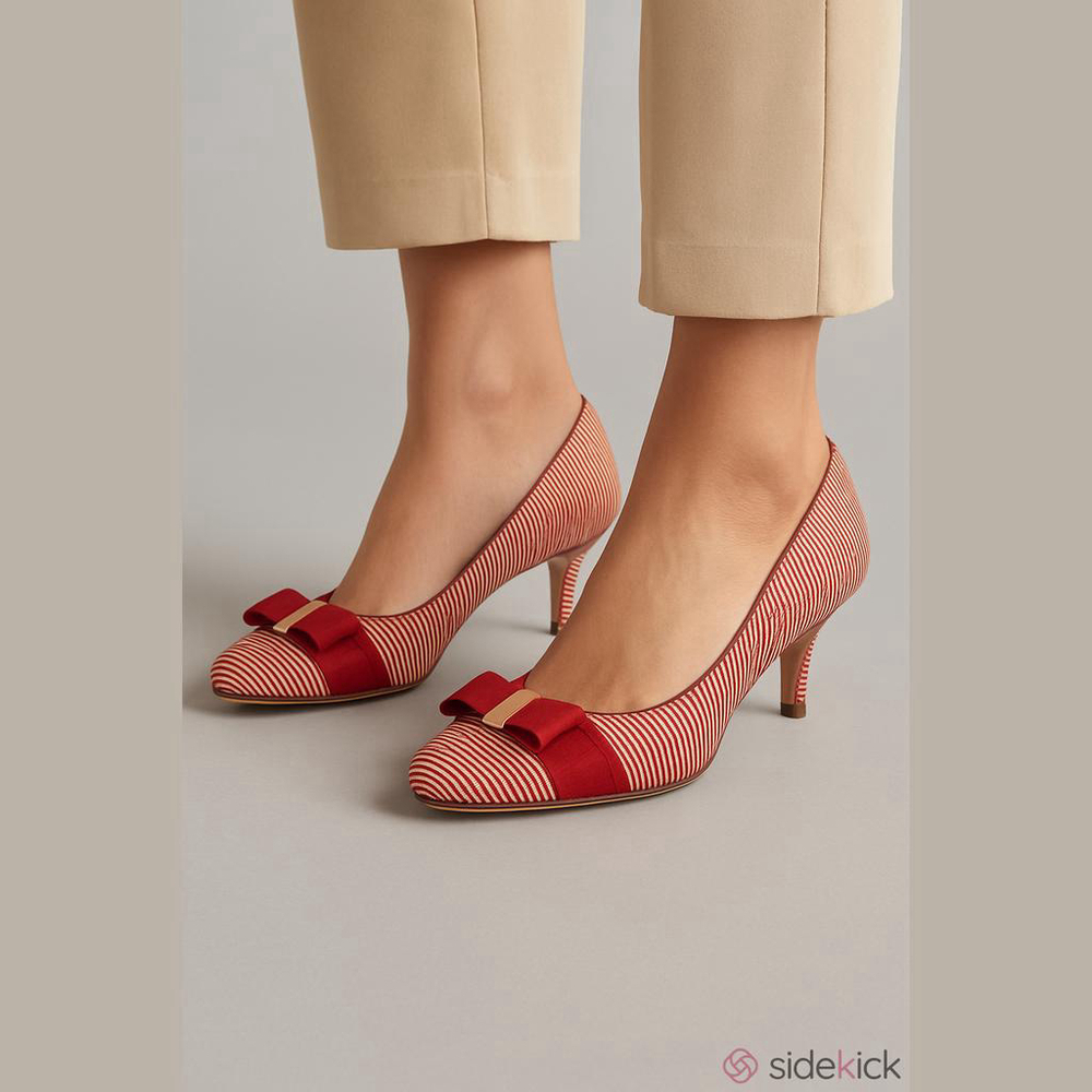 Salvatore Ferragamo Vara Bow Pumps Size 5 Leather Heels w Dust Bag